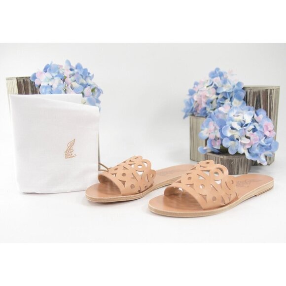 Ancient Greek Maistros Natural Leather Slides Mule Flats Sandals Size 36 NIB - Picture 3 of 8